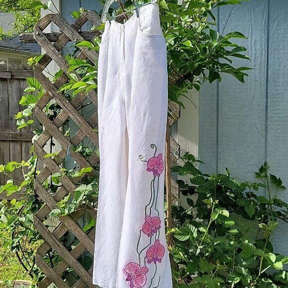 ❤️Women’s Cropped  high-rise LINEN Pants fully lined by Larry Levine,  S… - Picture 3 of 15